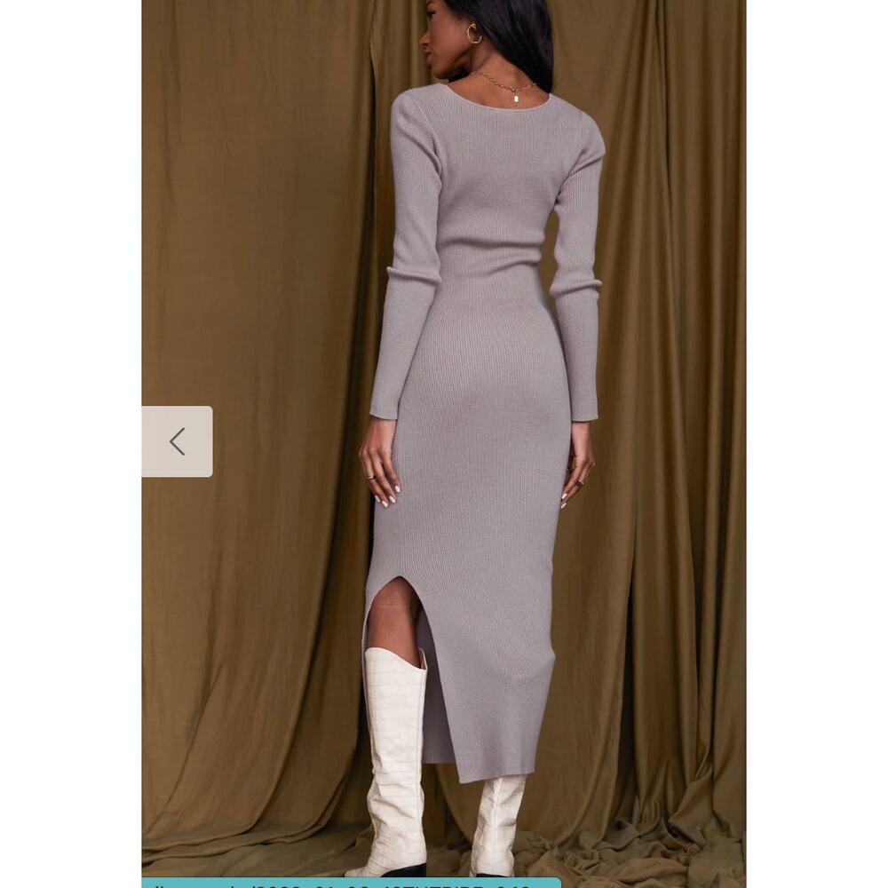 Eliana Taupe Midi Sweater Dress